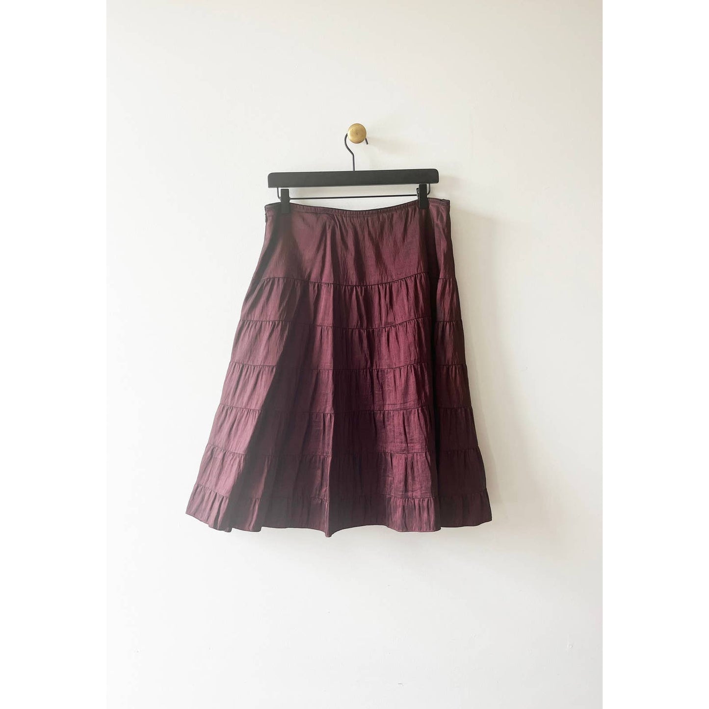 Vintage Purple Boho Tiered Maxi Skirt Iridescent