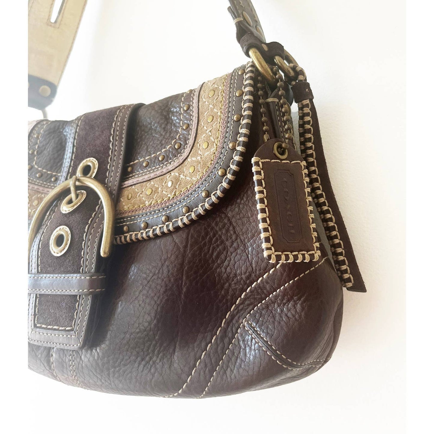 Vintage Coach Small Boho Brown Leather Bag