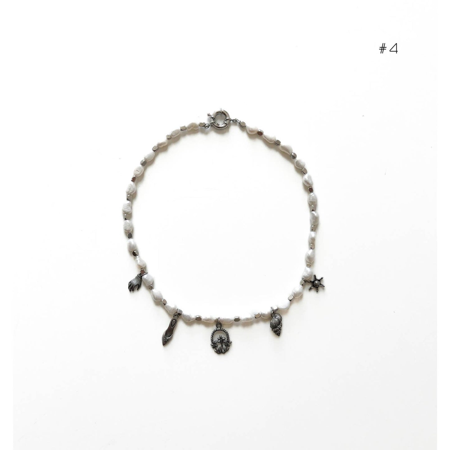 Handmade Silver Freshwater Pearl Charm Necklace