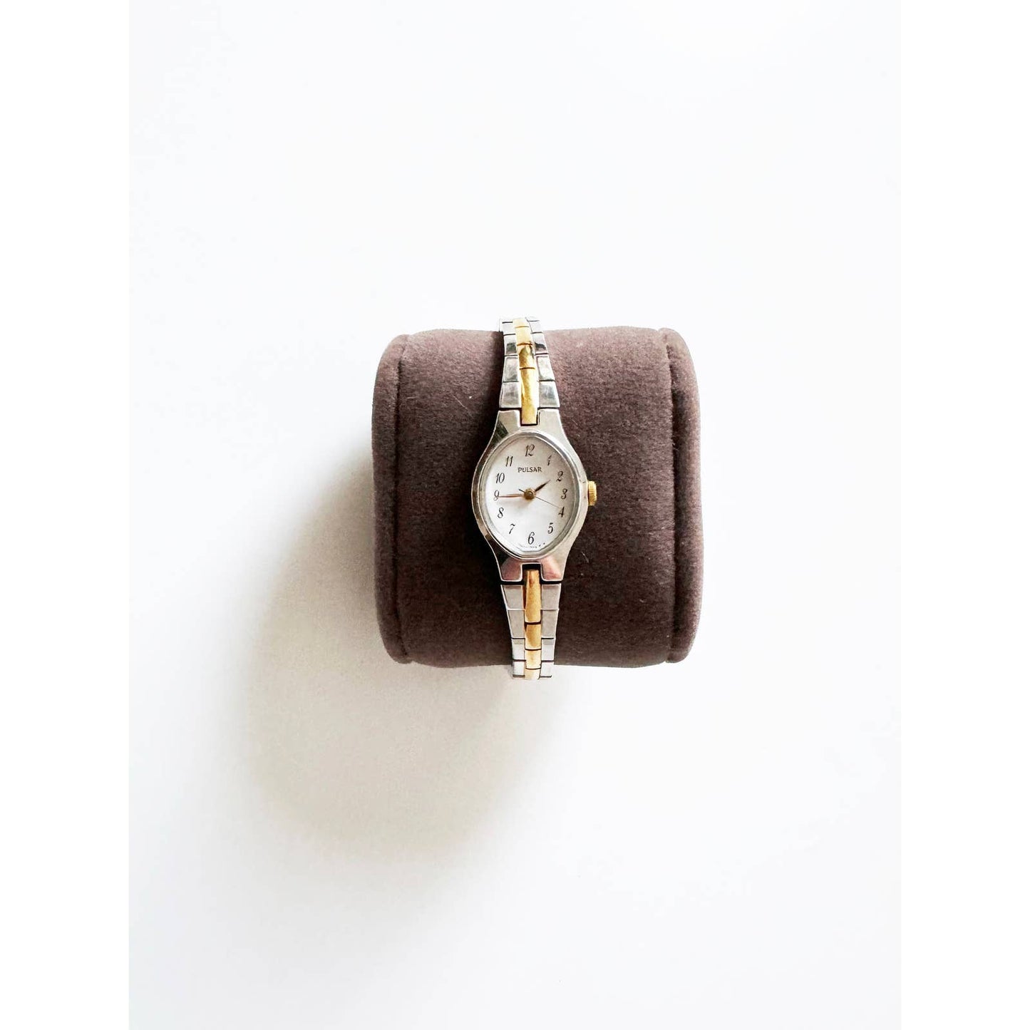 Vintage Small Two Tone Watch with Oval Face | Pulsar