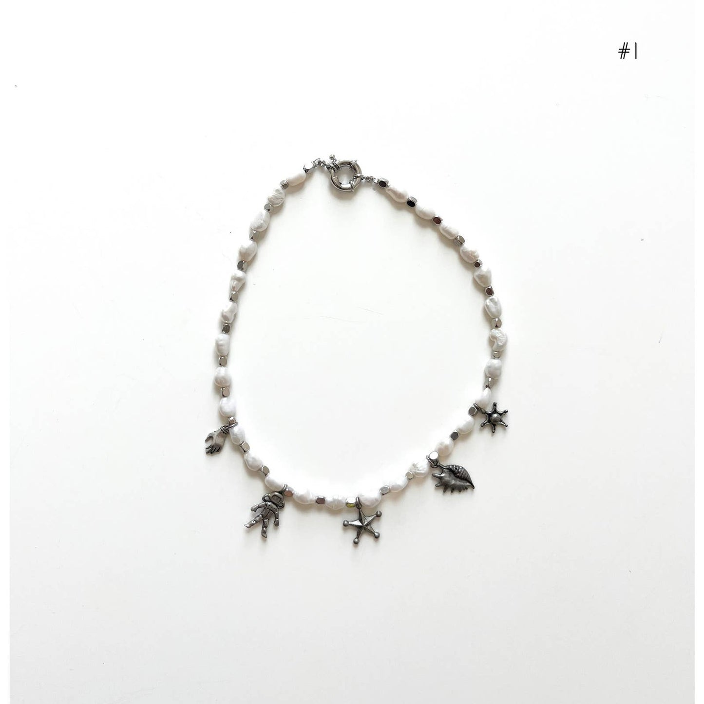 Handmade Silver Freshwater Pearl Charm Necklace