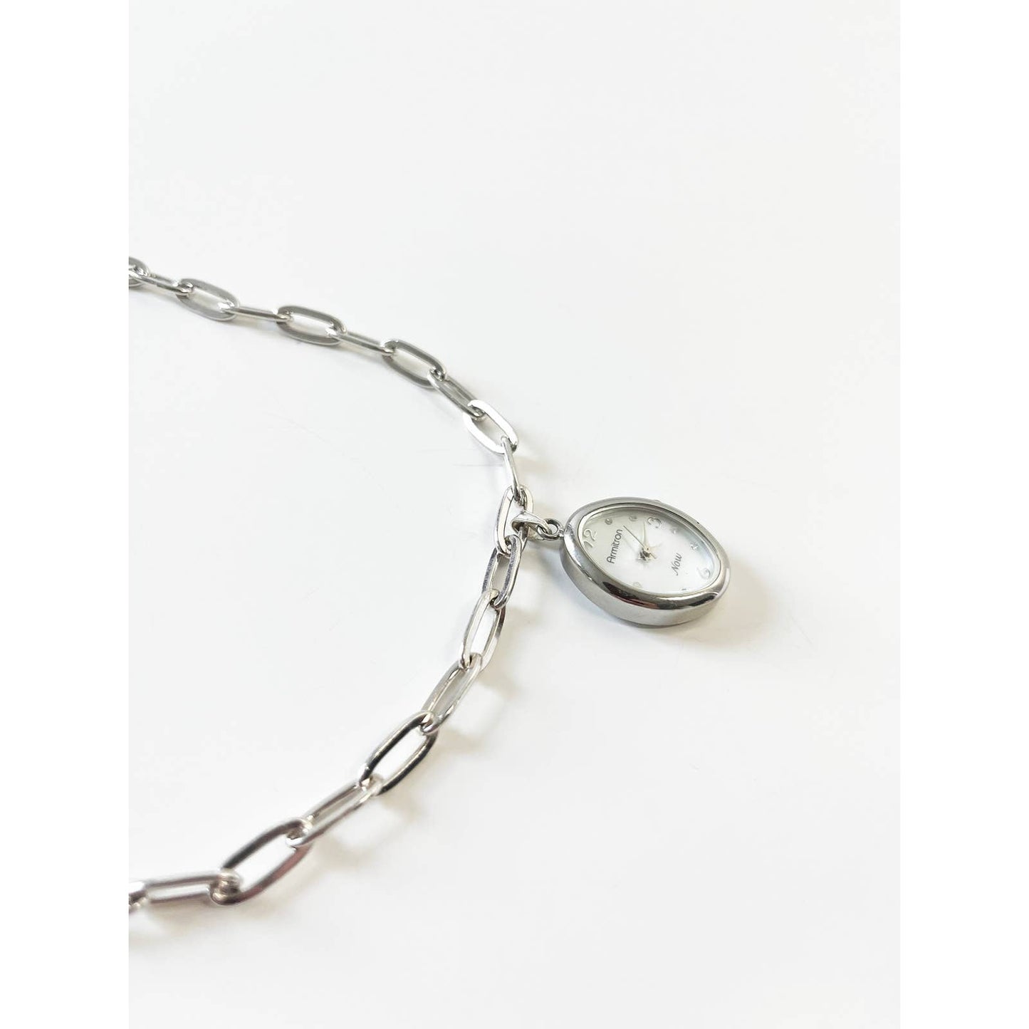 Watch Oval Charm Necklace | 925 Silver Chain