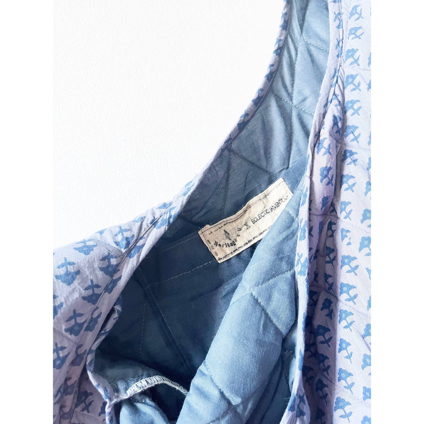 Blue Boho Print Quilted Tote Bag