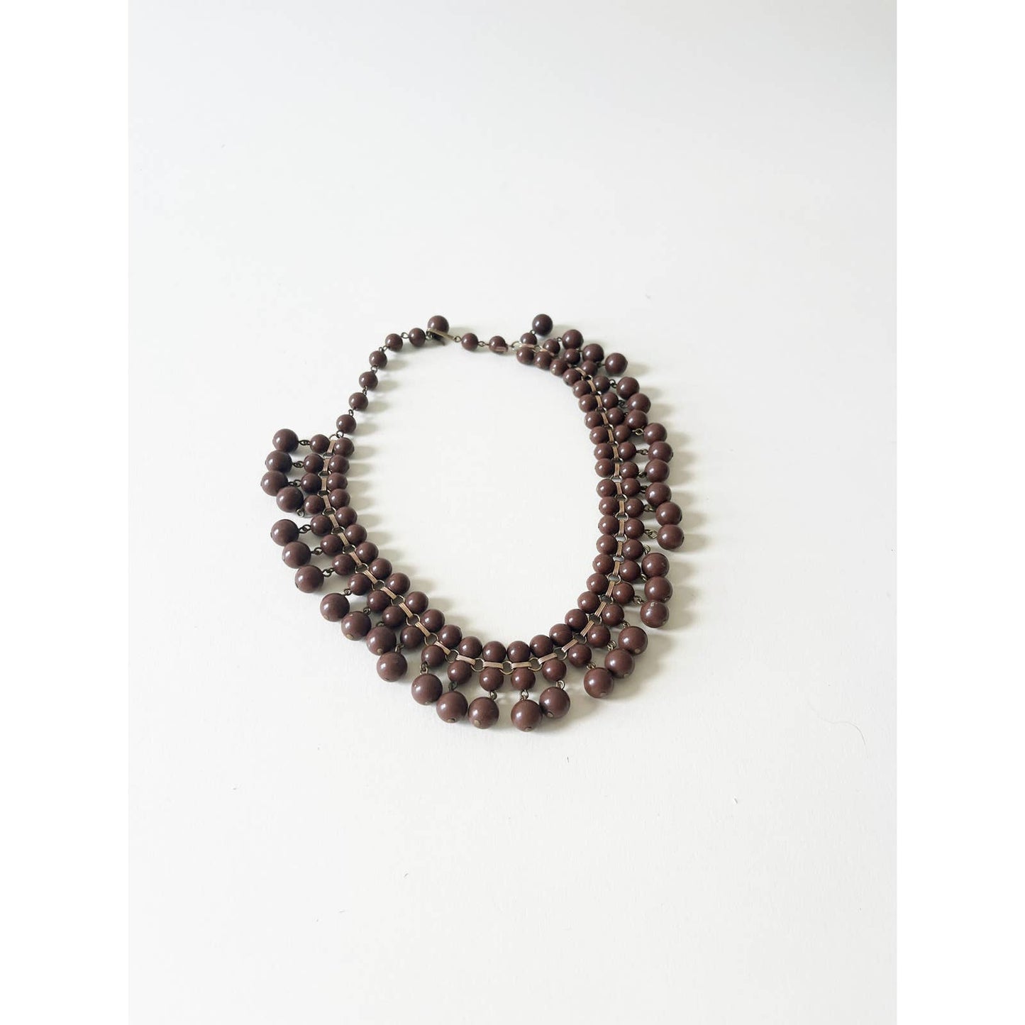 Vintage Beaded Brown Statement Necklace
