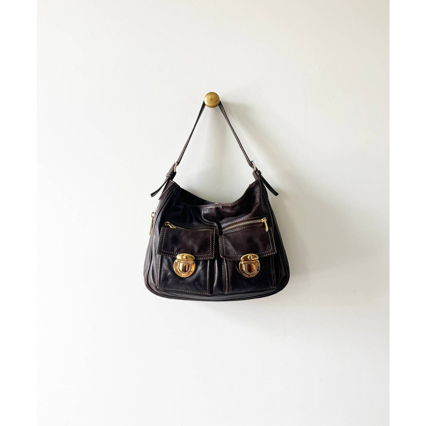 Y2k Marc Jacobs Zipper Plum Purple Leather Shoulder Bag