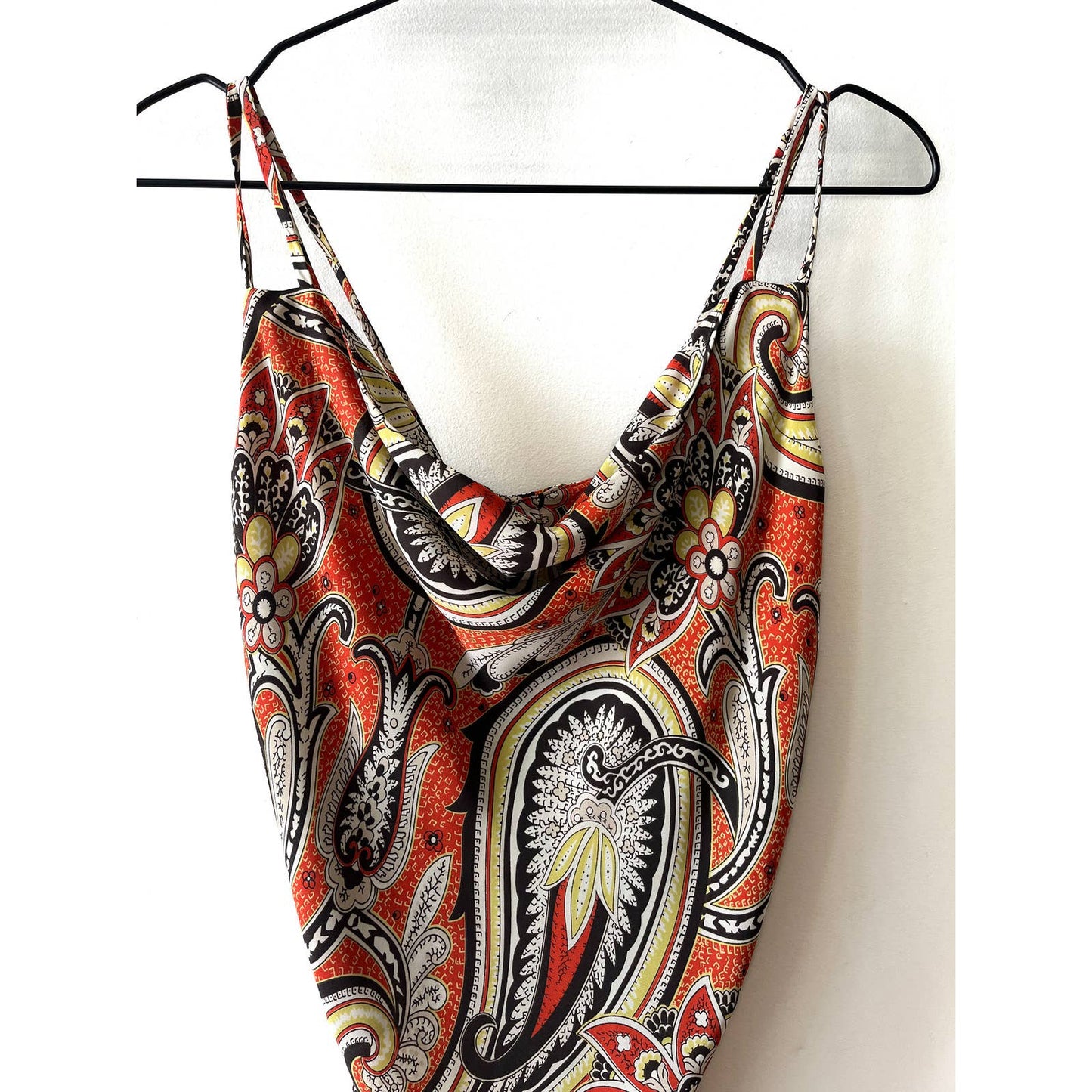 Y2k Orange Paisley Slip Dress