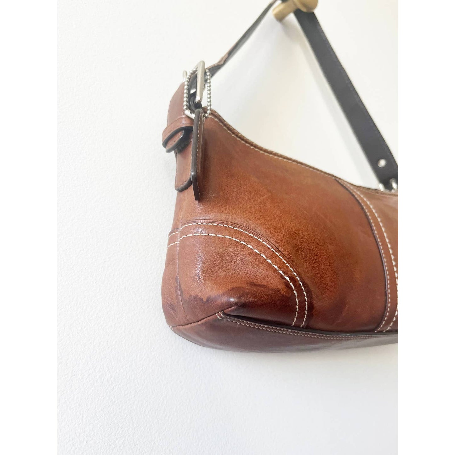 Vintage Brown Y2K Coach Shoulder Baguette Bag