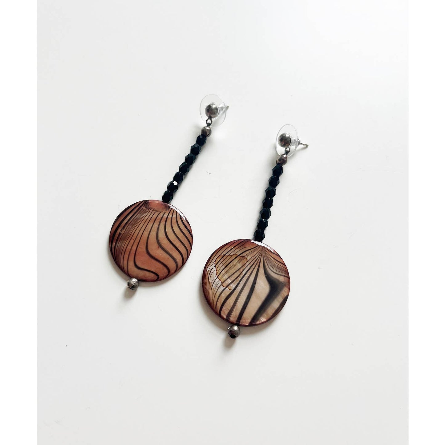 Vintage Drop Beaded Statement Shell Earrings