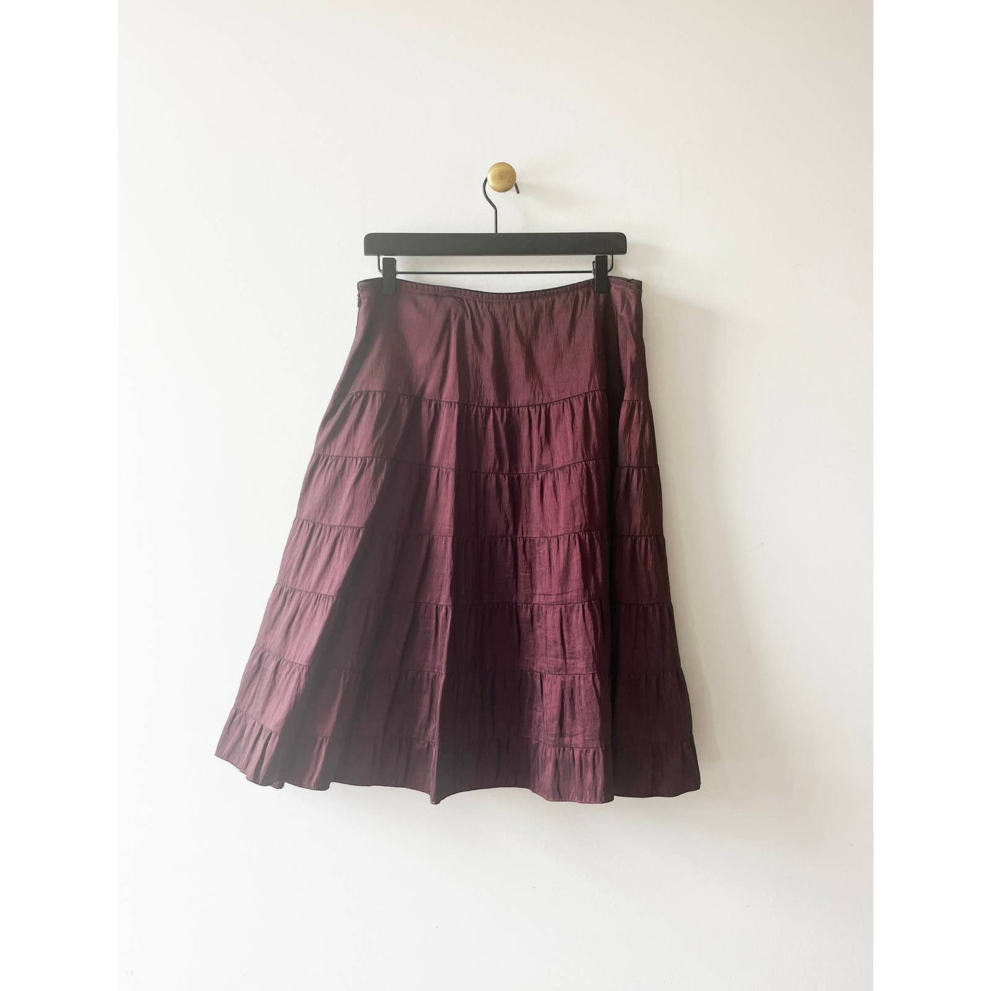 Vintage Purple Boho Tiered Maxi Skirt Iridescent