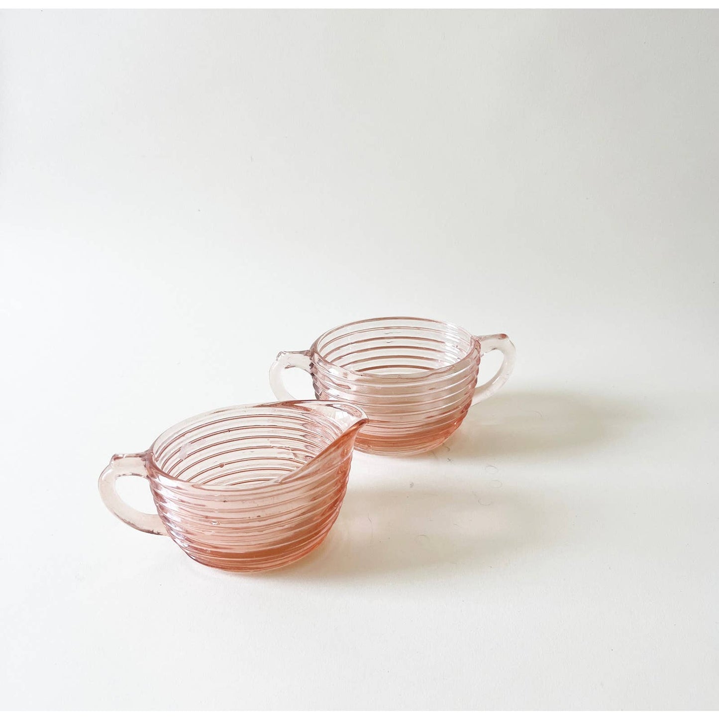 Vintage Pink Impression Coffee Milk Glasses | Pretty Pink Kitchenware | Eclectic Glassware
