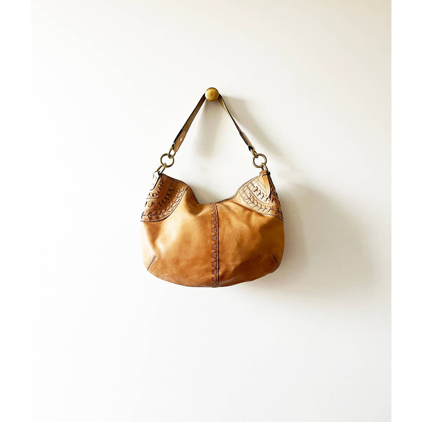 Vintage Coach Large Boho Leather Woven Bag
