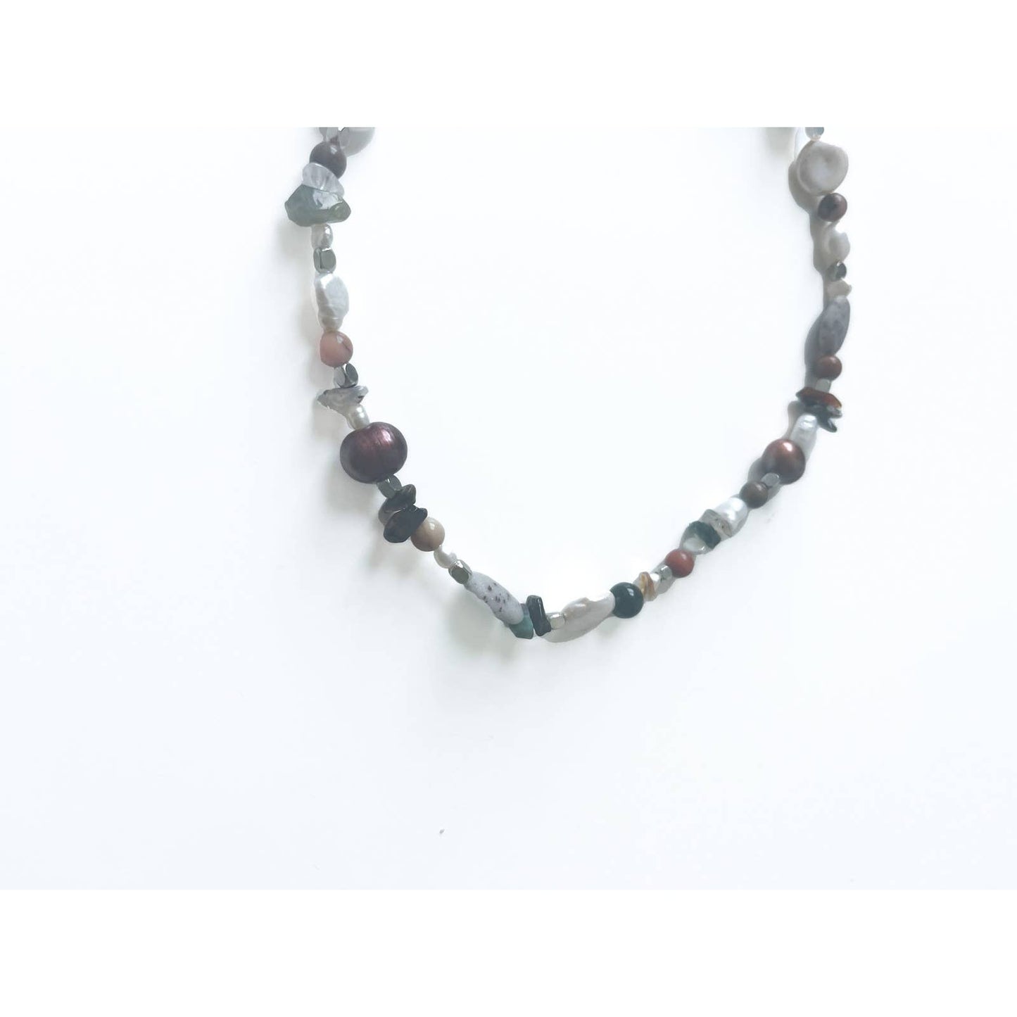 Handmade Freshwater Pearl and Crystal Stone Necklace