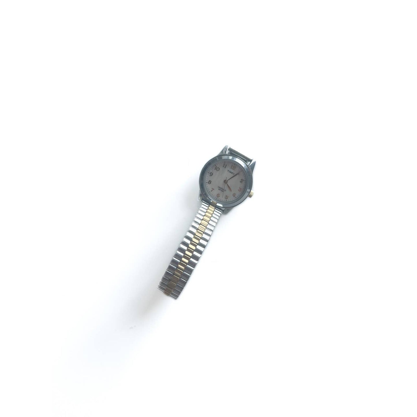 Vintage Silver Watch with Pearl Face and Gold Details