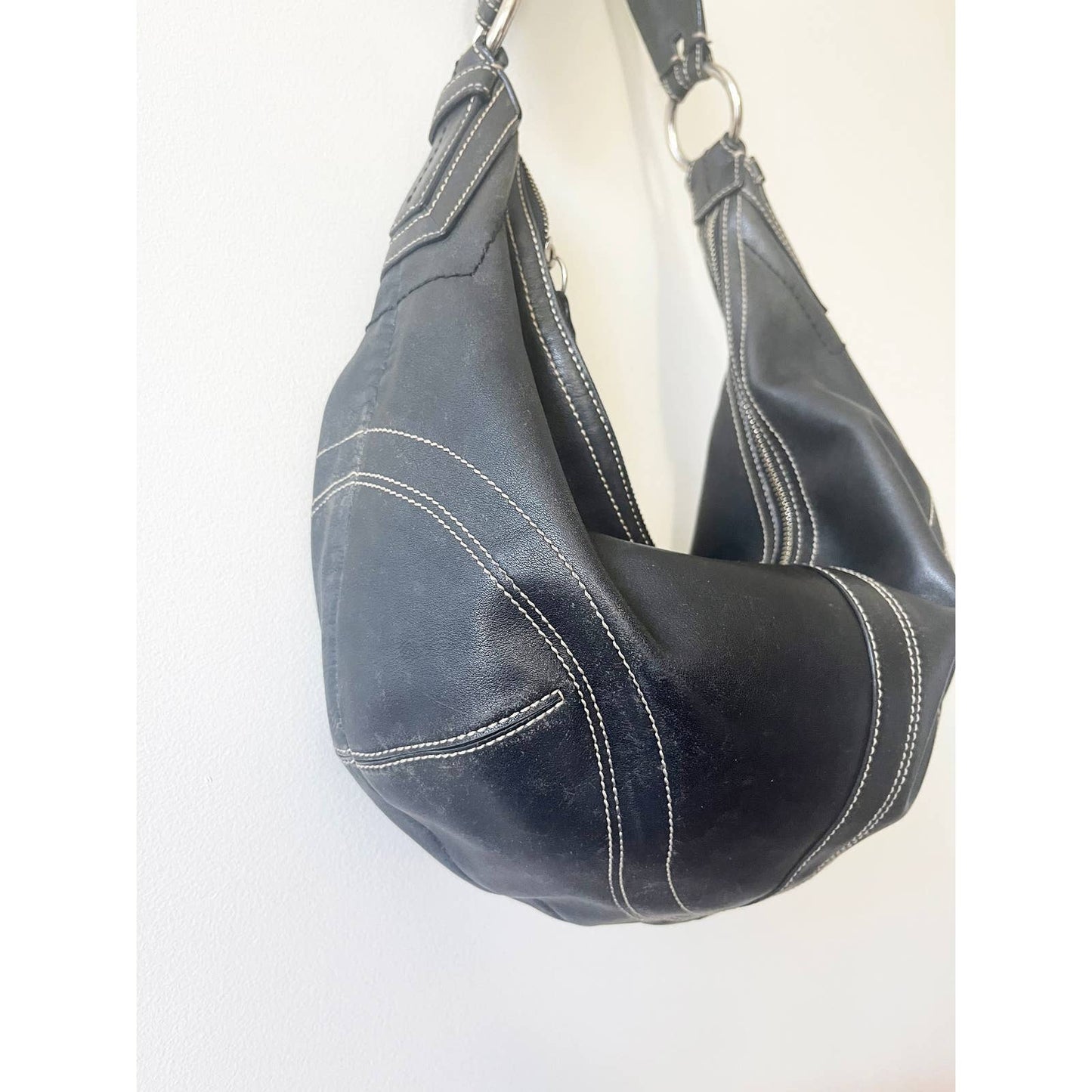 Vintage Coach Large Black Leather Bag