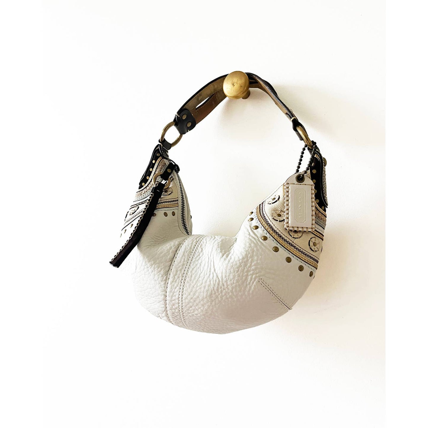 Vintage White Boho Coach Handbag Rare
