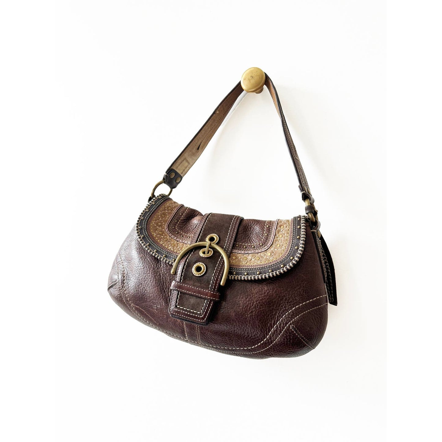 Vintage Coach Small Boho Brown Leather Bag