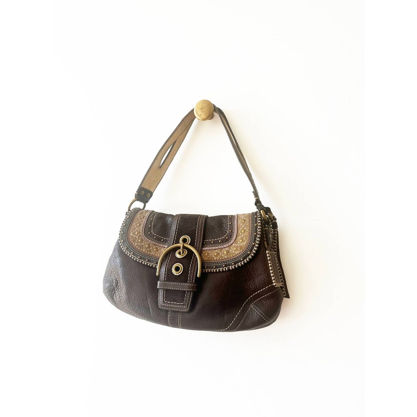 Vintage Coach Small Boho Brown Leather Bag