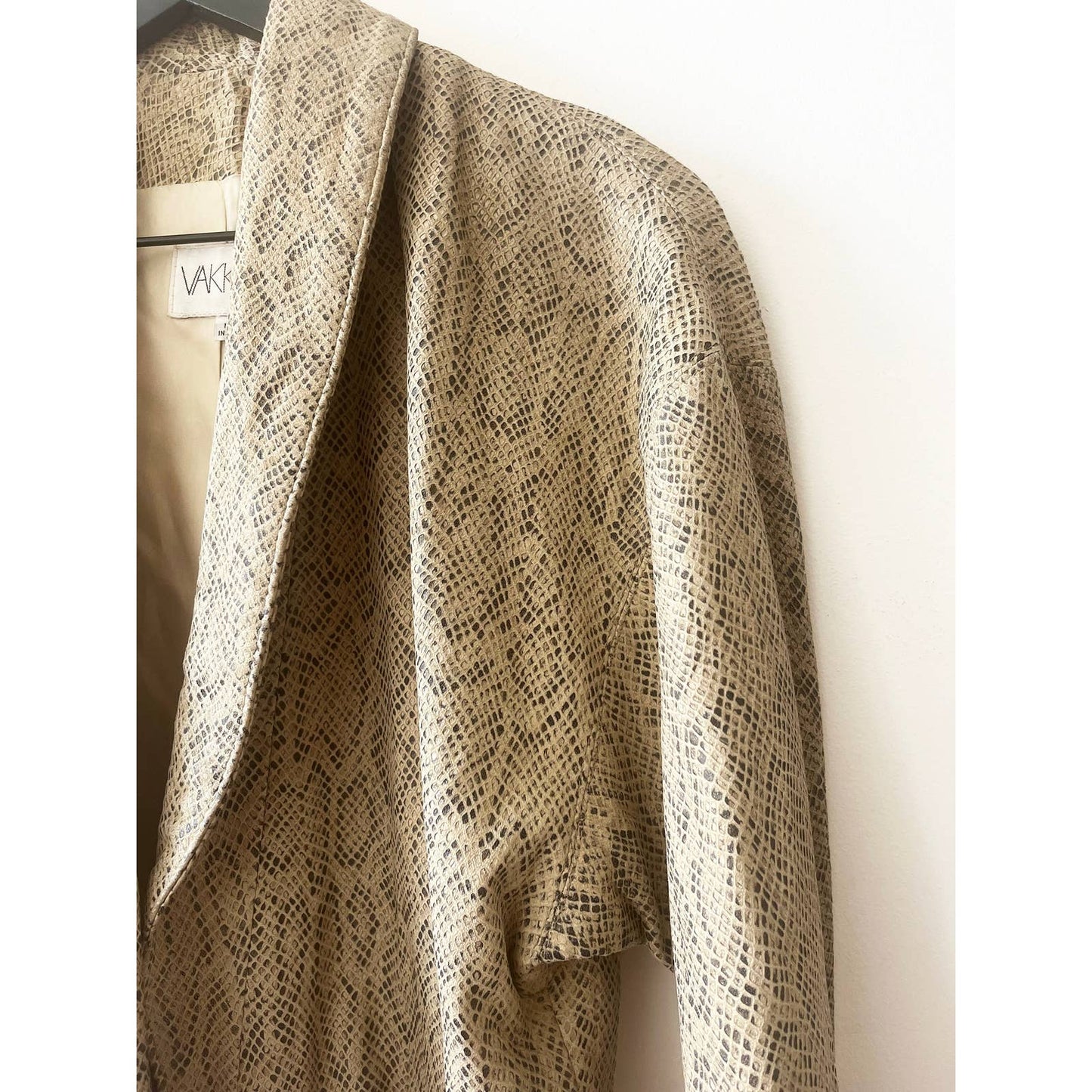 Vintage 90's Leather White Snake Print Jacket Blazer