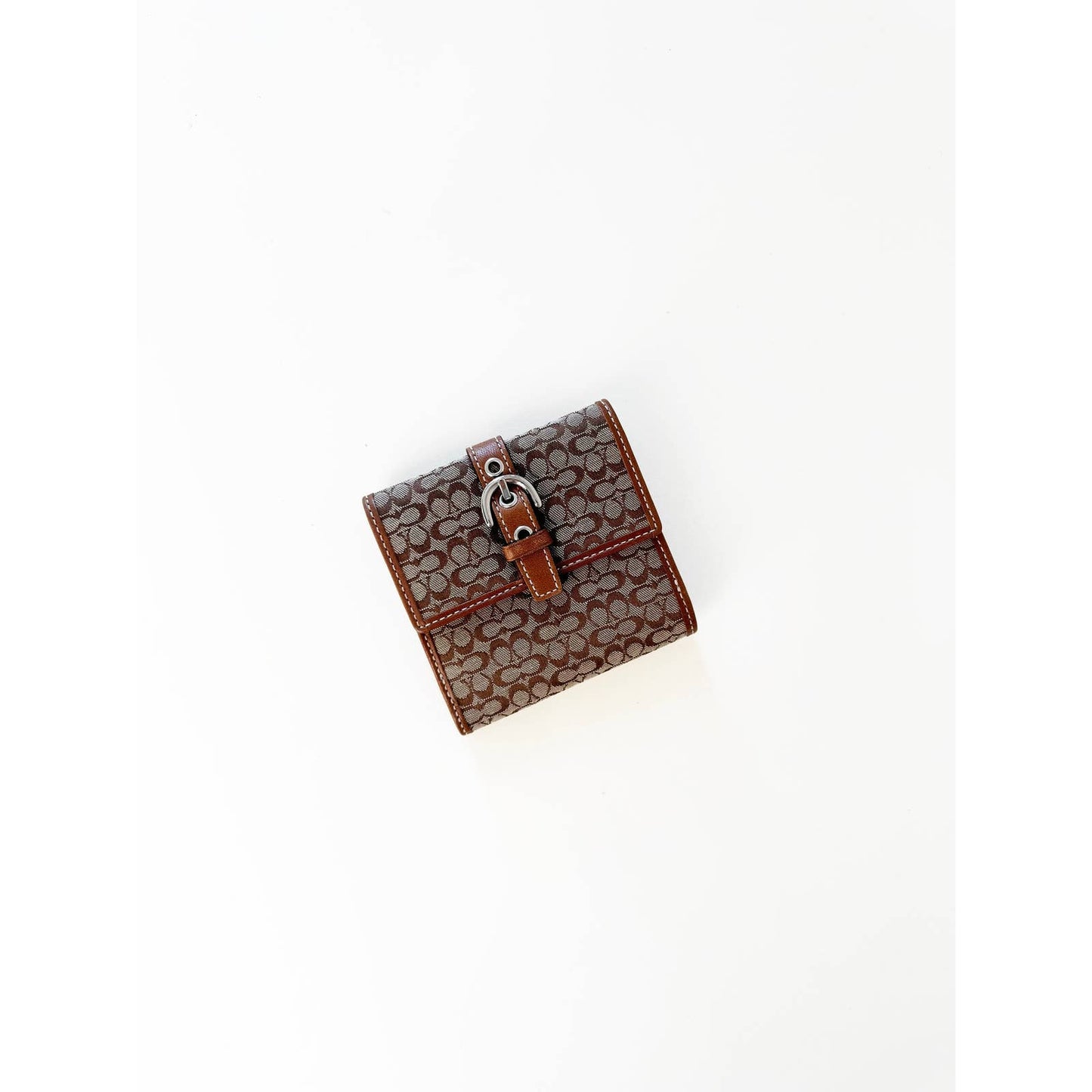 Vintage Coach Logo Mini Wallet with Buckle