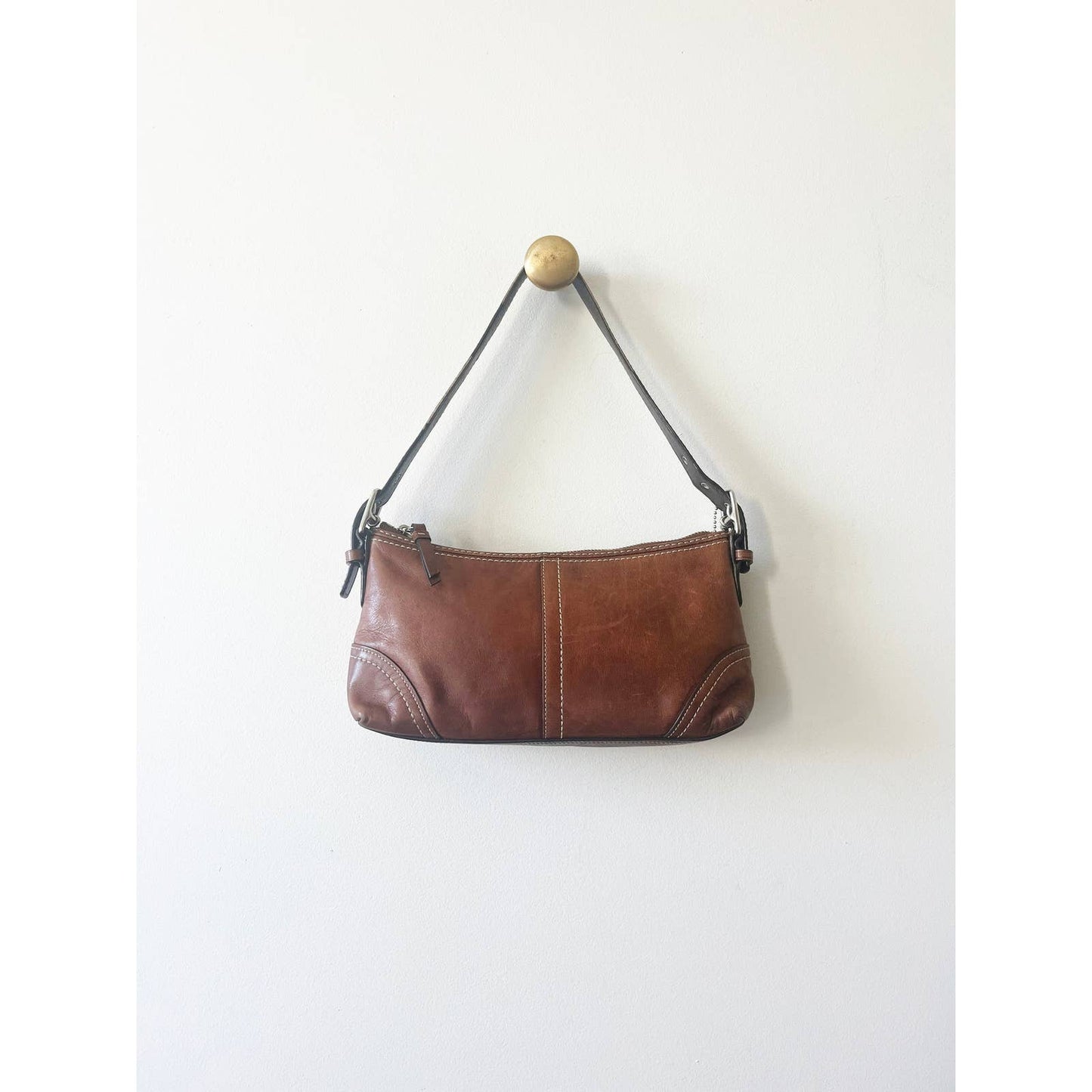 Vintage Brown Y2K Coach Shoulder Baguette Bag