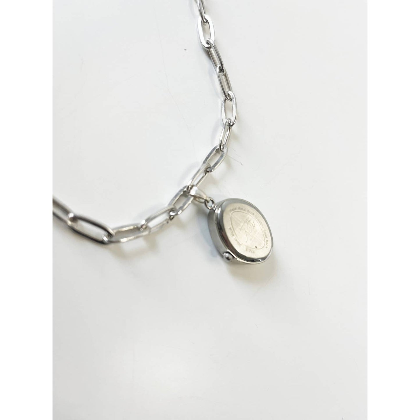 Watch Oval Charm Necklace | 925 Silver Chain