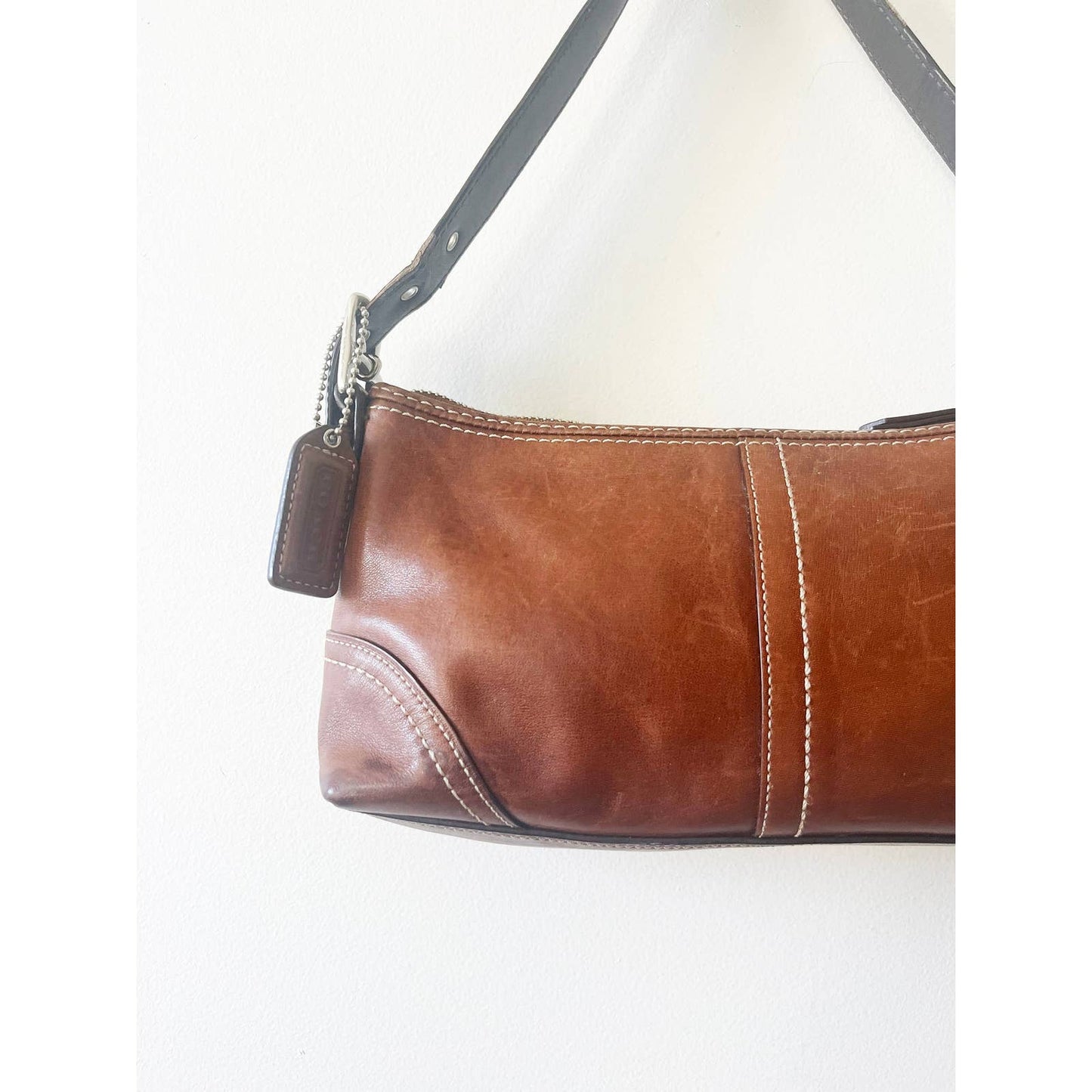 Vintage Brown Y2K Coach Shoulder Baguette Bag