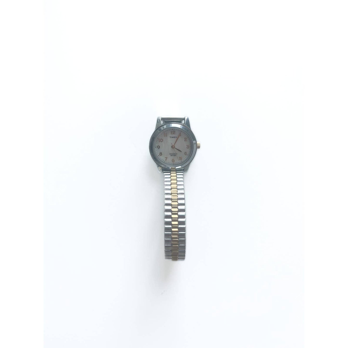 Vintage Silver Watch with Pearl Face and Gold Details