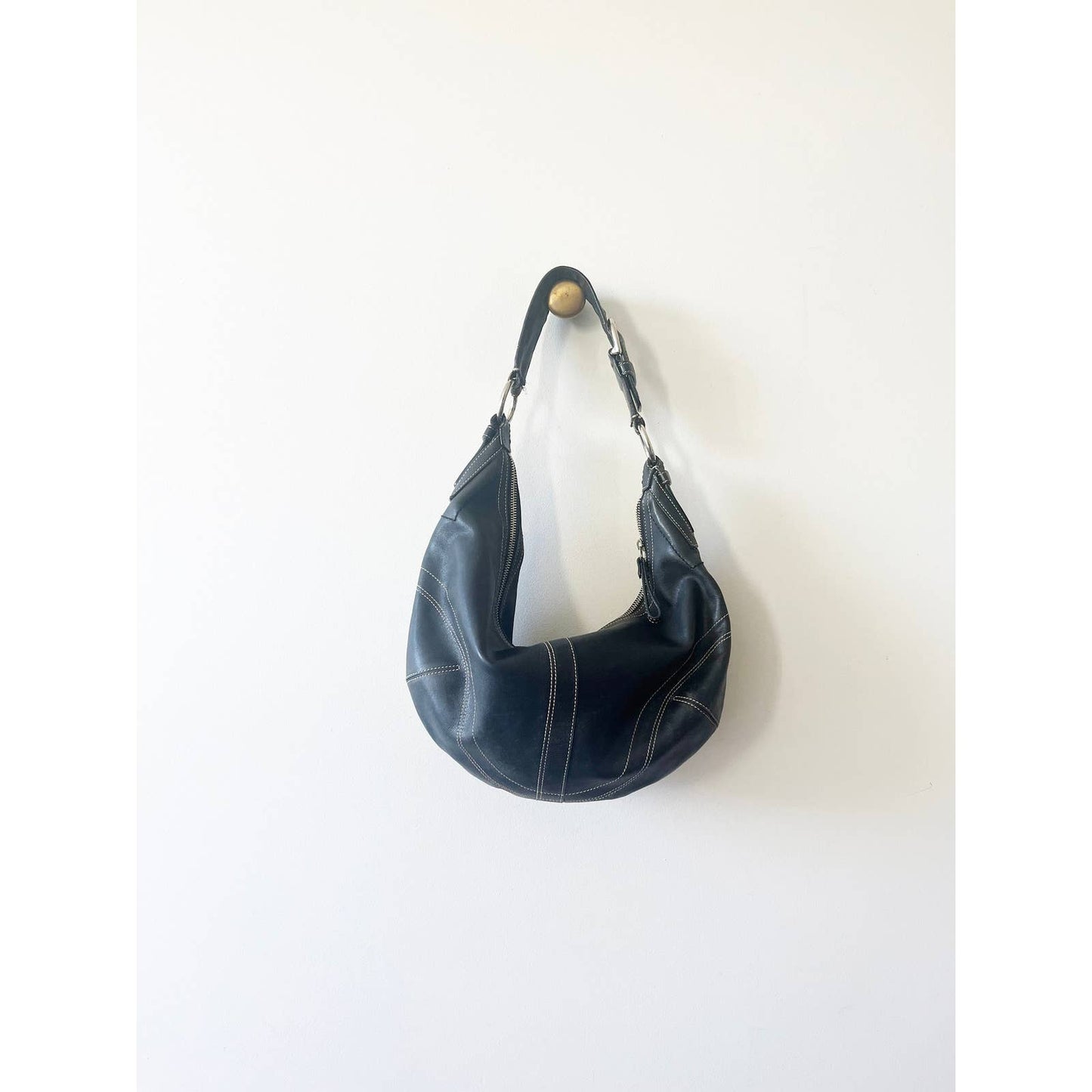 Vintage Coach Large Black Leather Bag