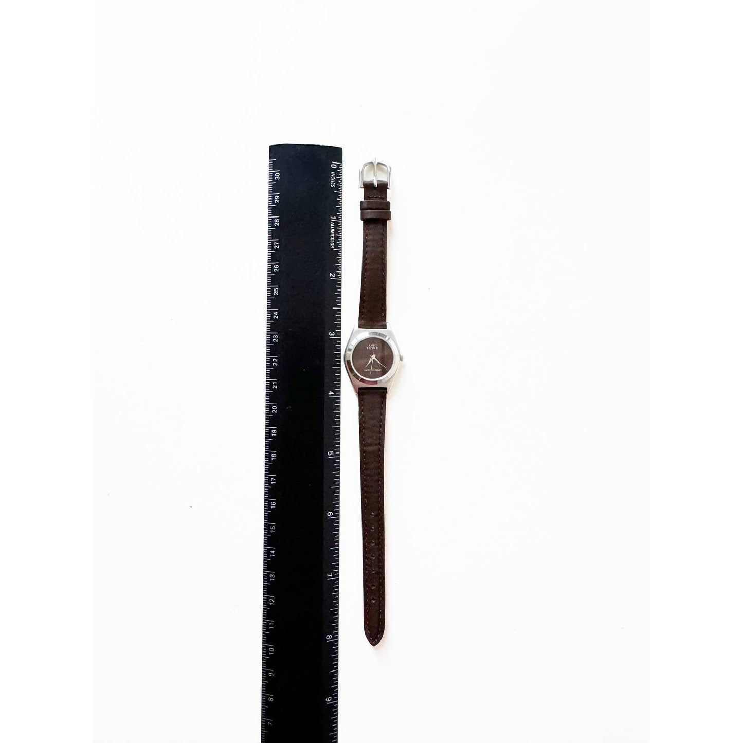 Vintage Leather Watch with Brown Details and Silver Details | Anne Klein
