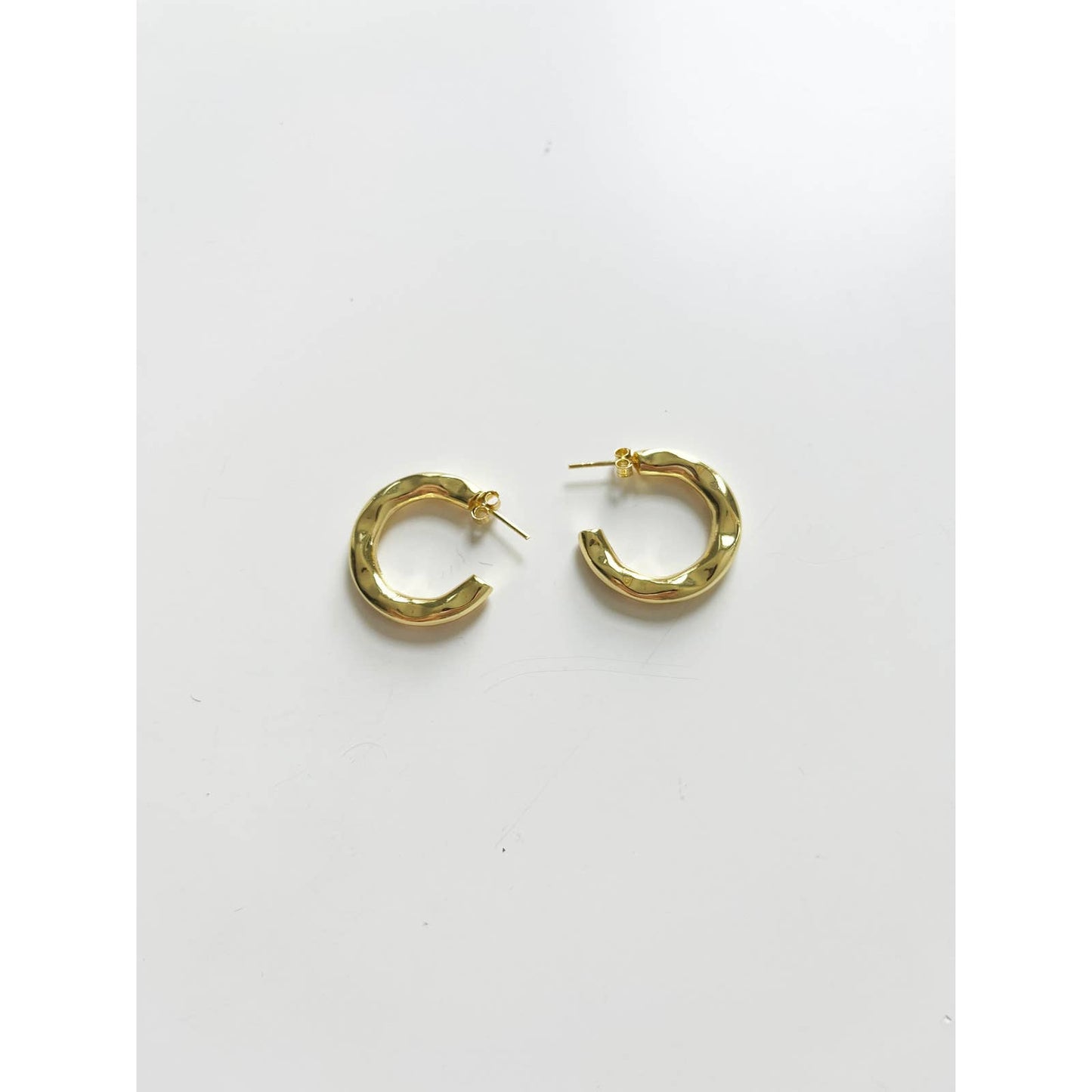 Gold Wavy Organic Hoops