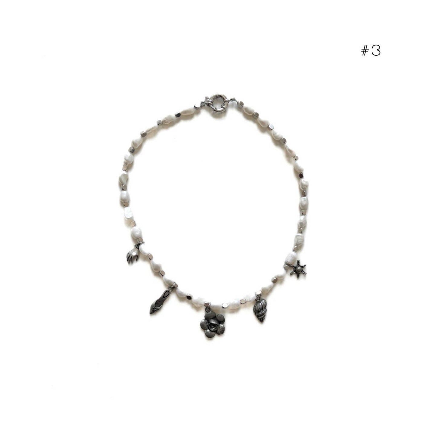 Handmade Silver Freshwater Pearl Charm Necklace