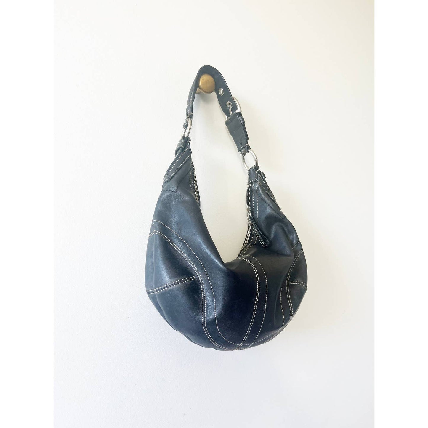Vintage Coach Large Black Leather Bag