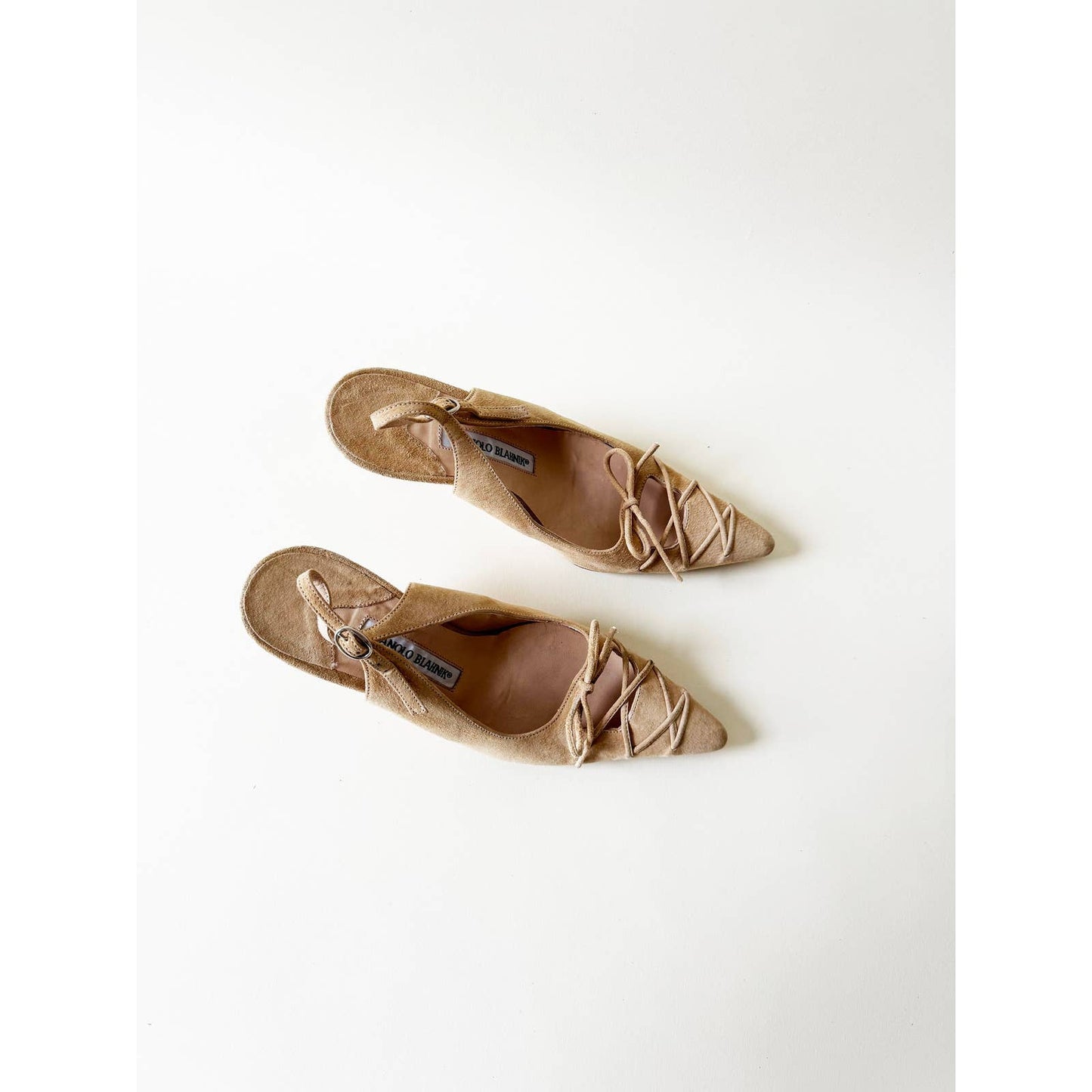 Vintage Manolo Blahnik Slingback Heels with Tie Topl | Size 6 US 36IT