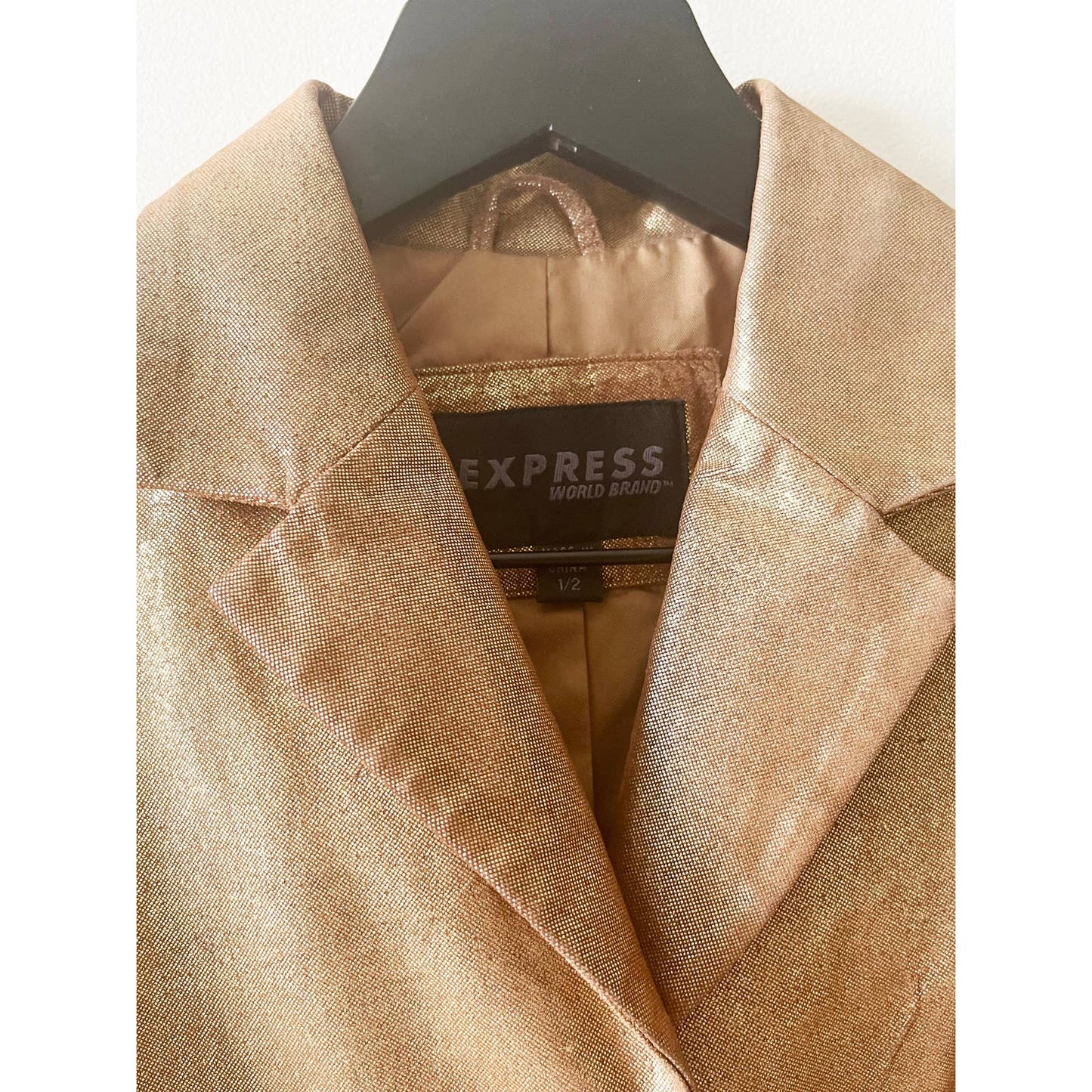 Vintage 90's Express Leather Gold Jacket Blazer with Heart Button
