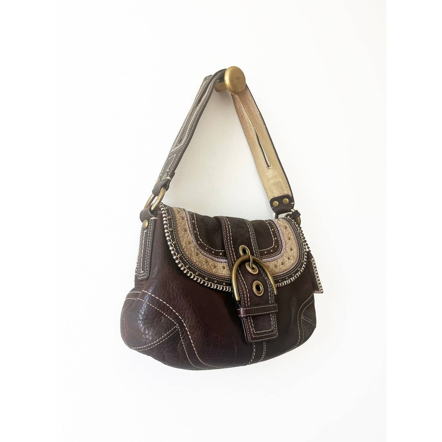 Vintage Coach Small Boho Brown Leather Bag