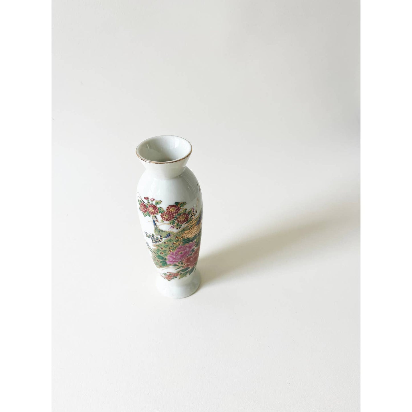 White Floral Asian Vase