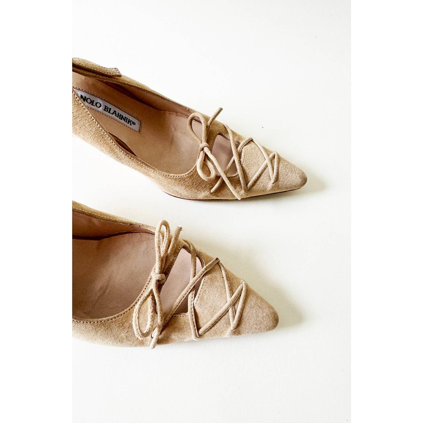 Vintage Manolo Blahnik Slingback Heels with Tie Topl | Size 6 US 36IT