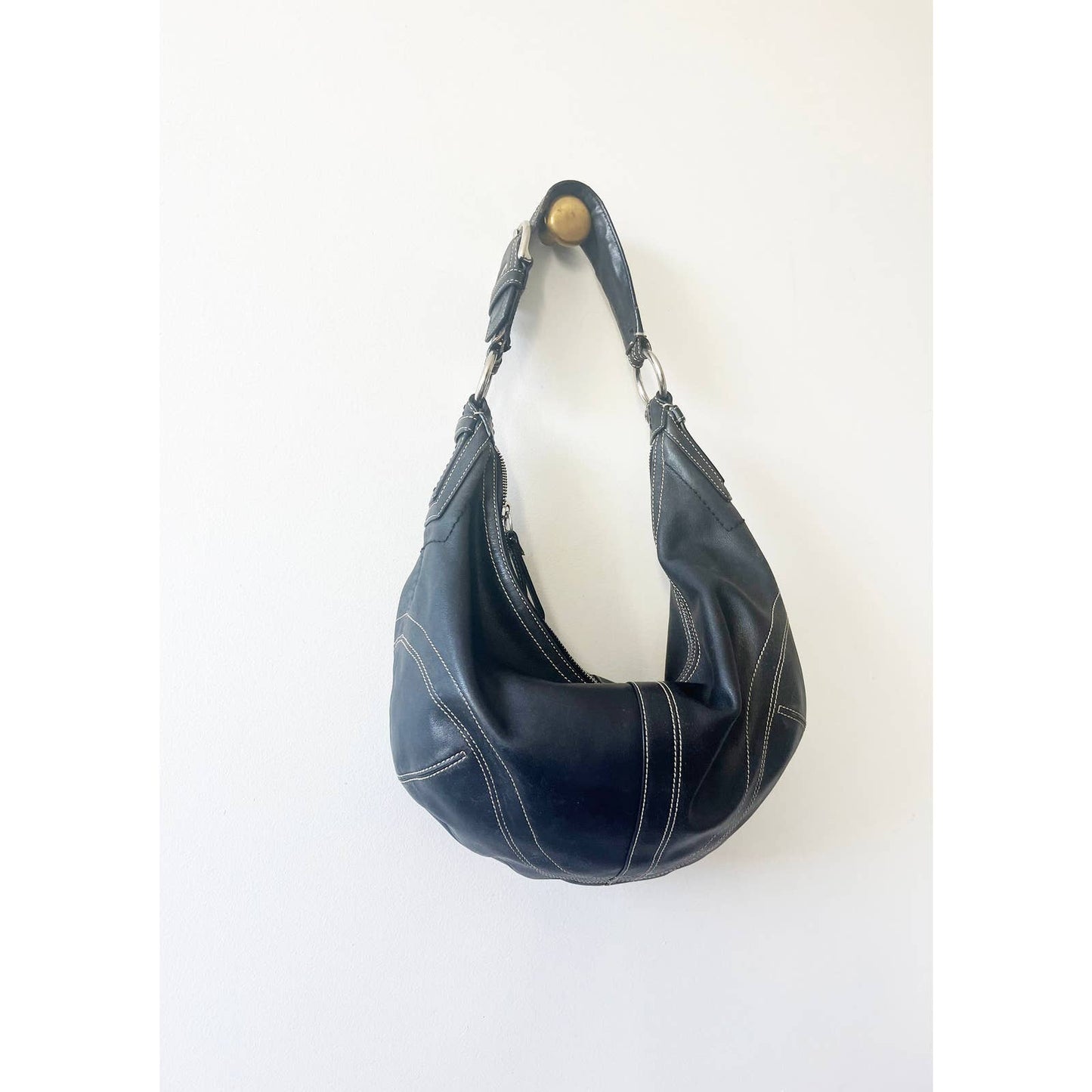 Vintage Coach Large Black Leather Bag