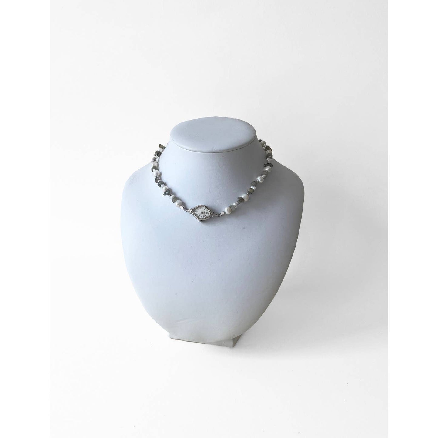 Watch Necklace | Vintage One of a Kind Watch Choker with Pearls and Laborite Details