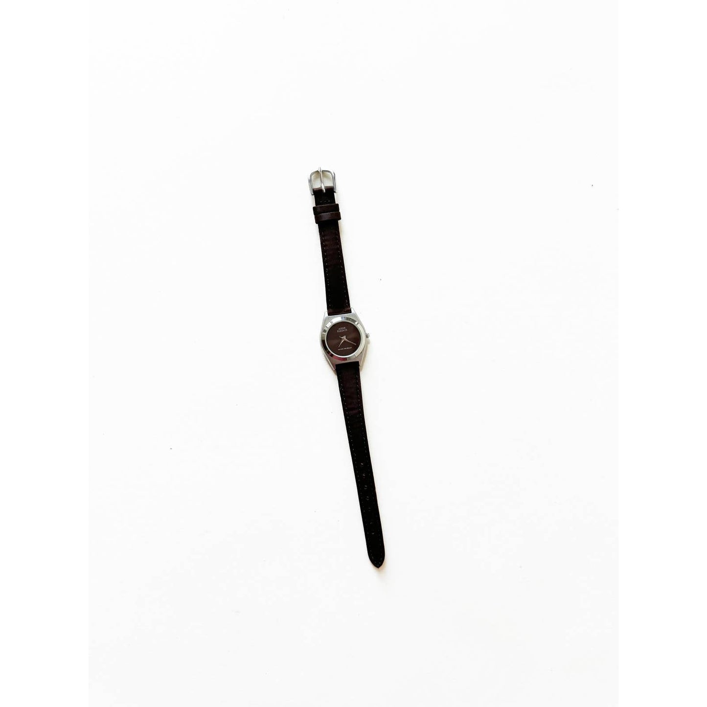 Vintage Leather Watch with Brown Details and Silver Details | Anne Klein