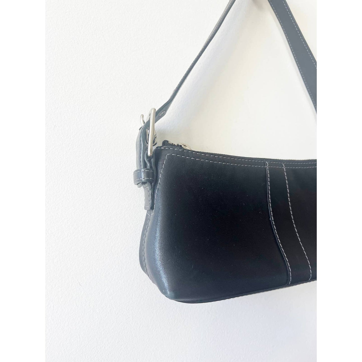 Vintage Black Y2K Coach Shoulder Baguette Bag