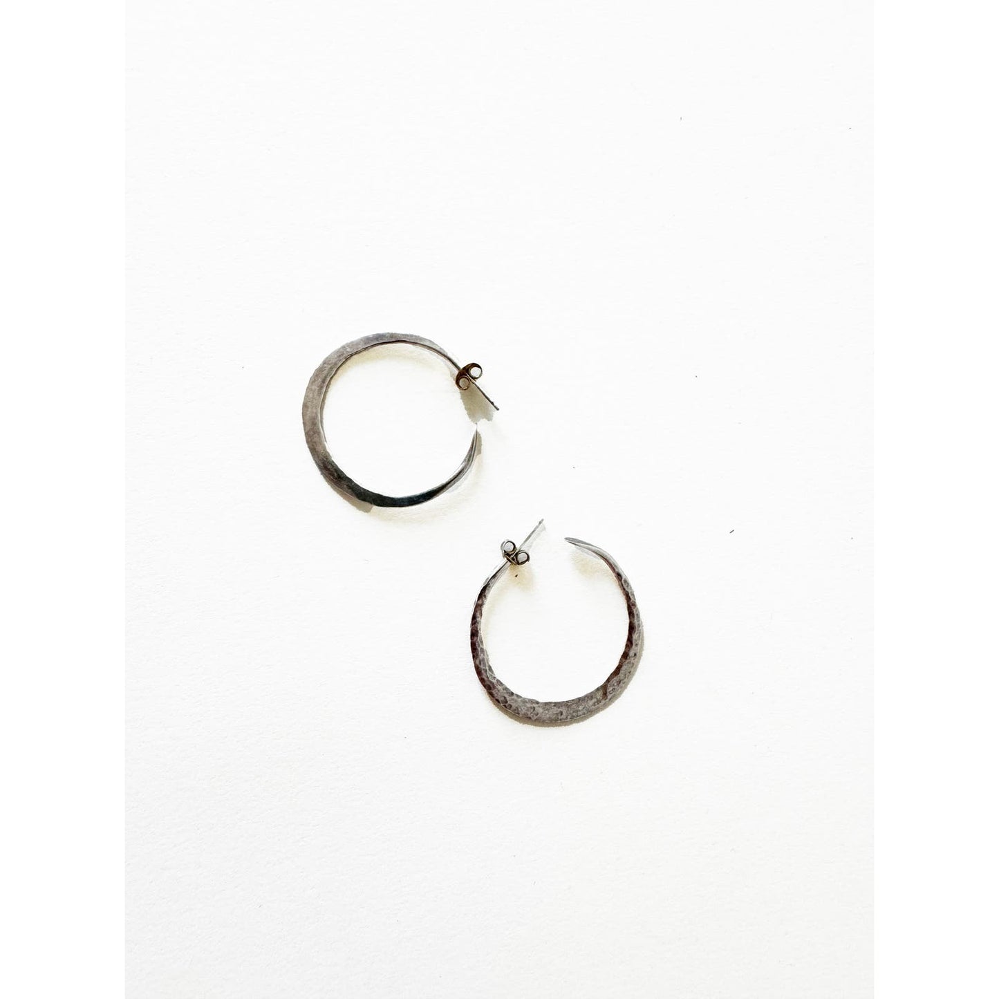 Vintage Sterling Silver Hammered Hoops