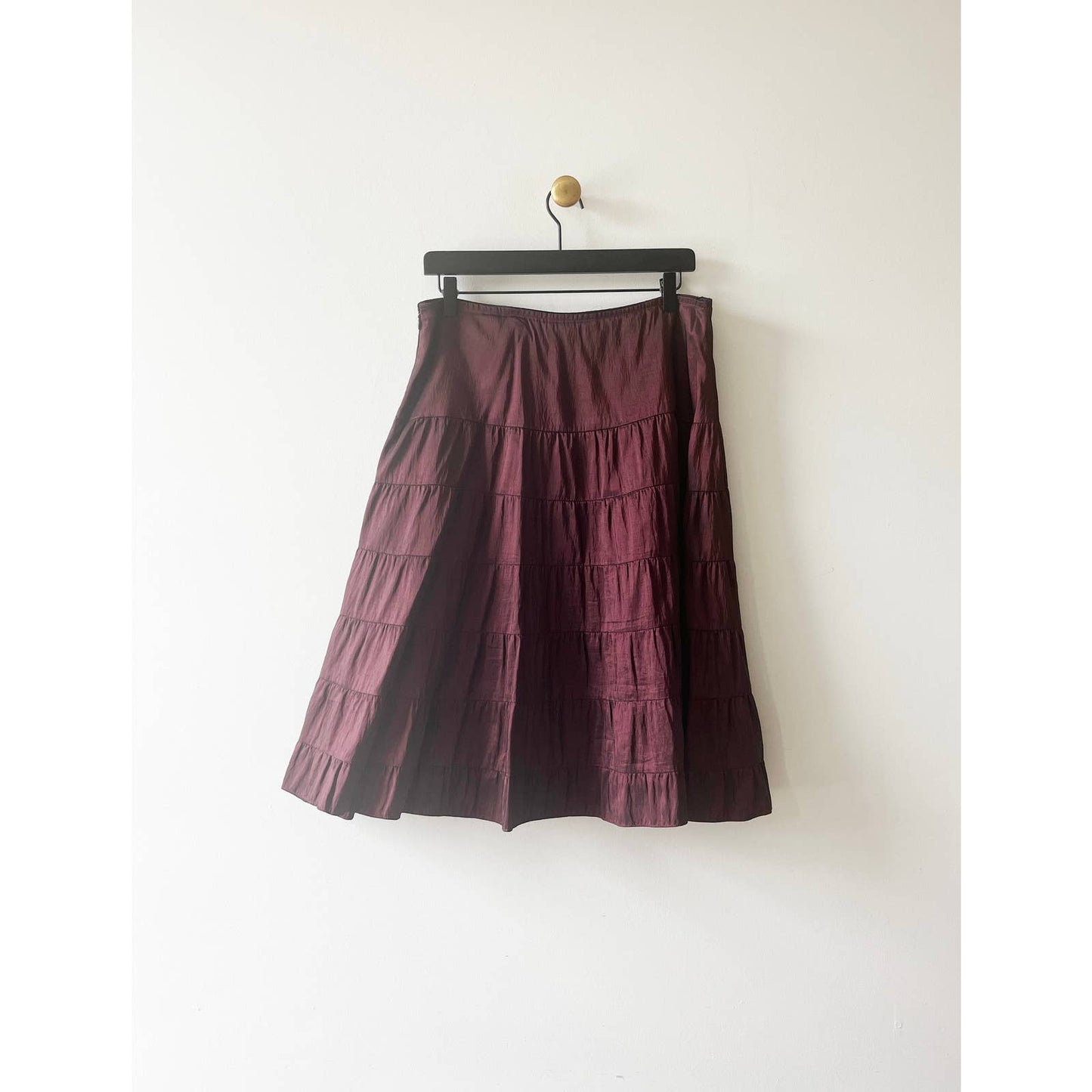 Vintage Purple Boho Tiered Maxi Skirt Iridescent