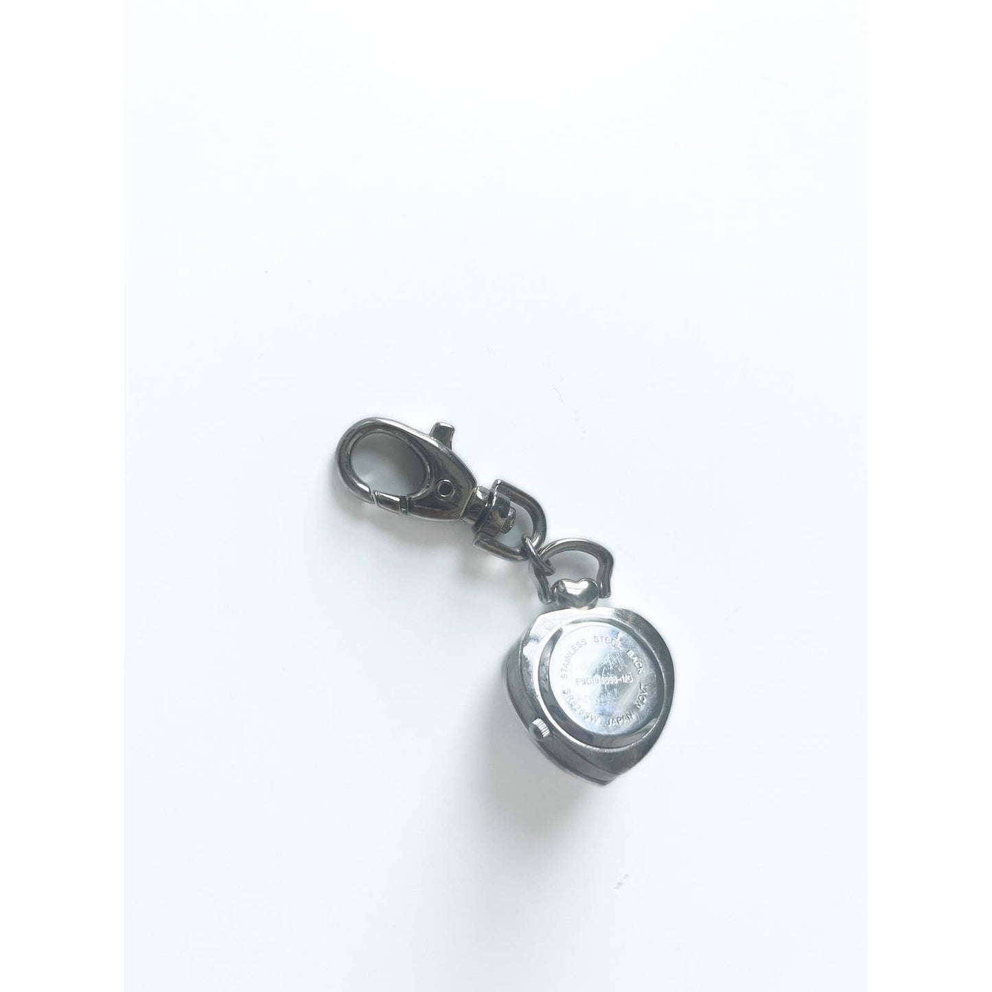 Silver Watch Heart Keychain with Stone