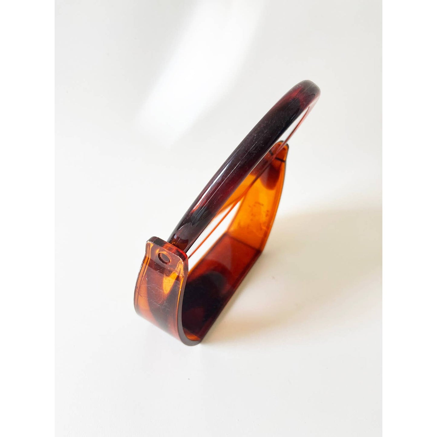 Vintage Tortoise Shell Acrylic Mirror on Stand