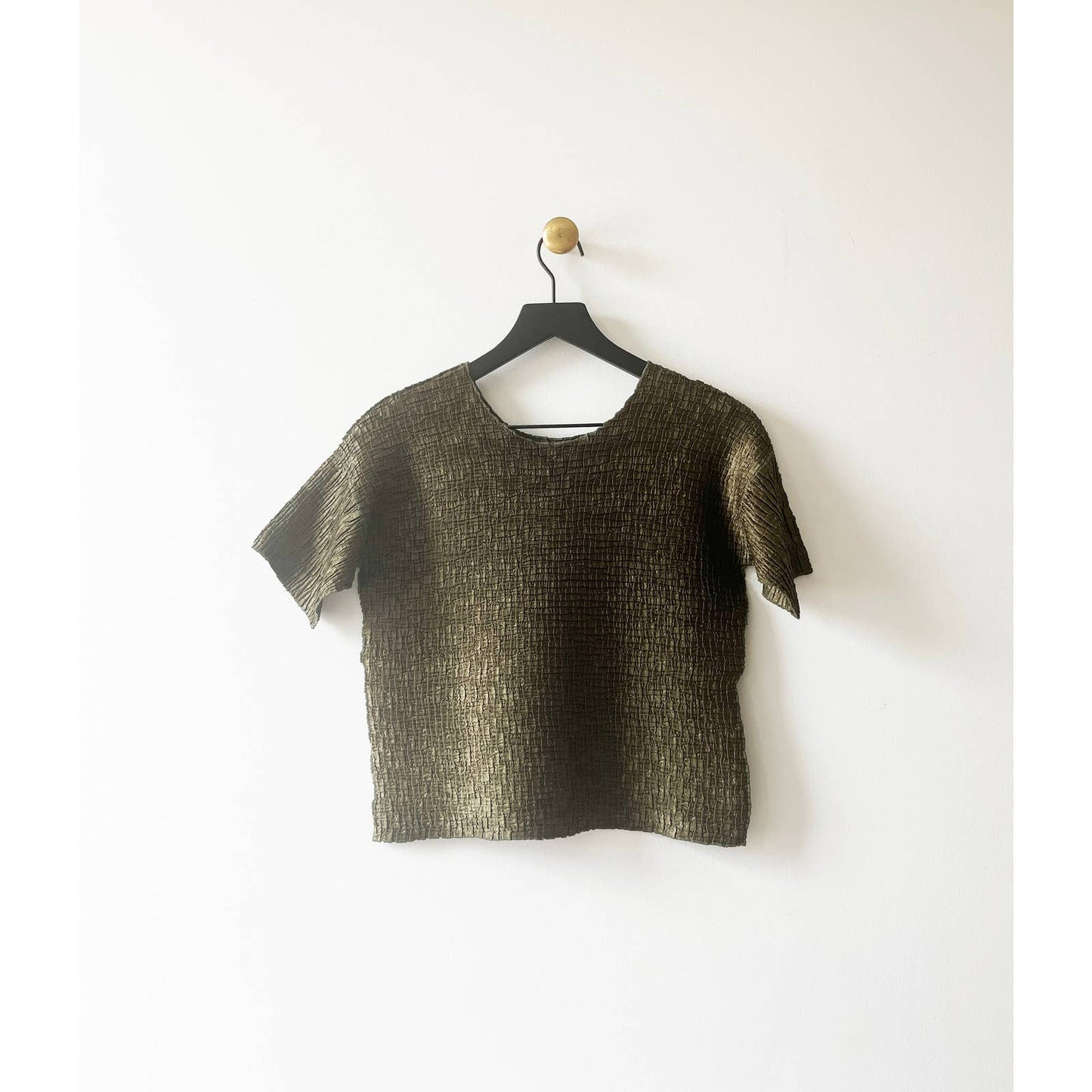 Vintage 90s Green Iridescent Textured Crinkle Top