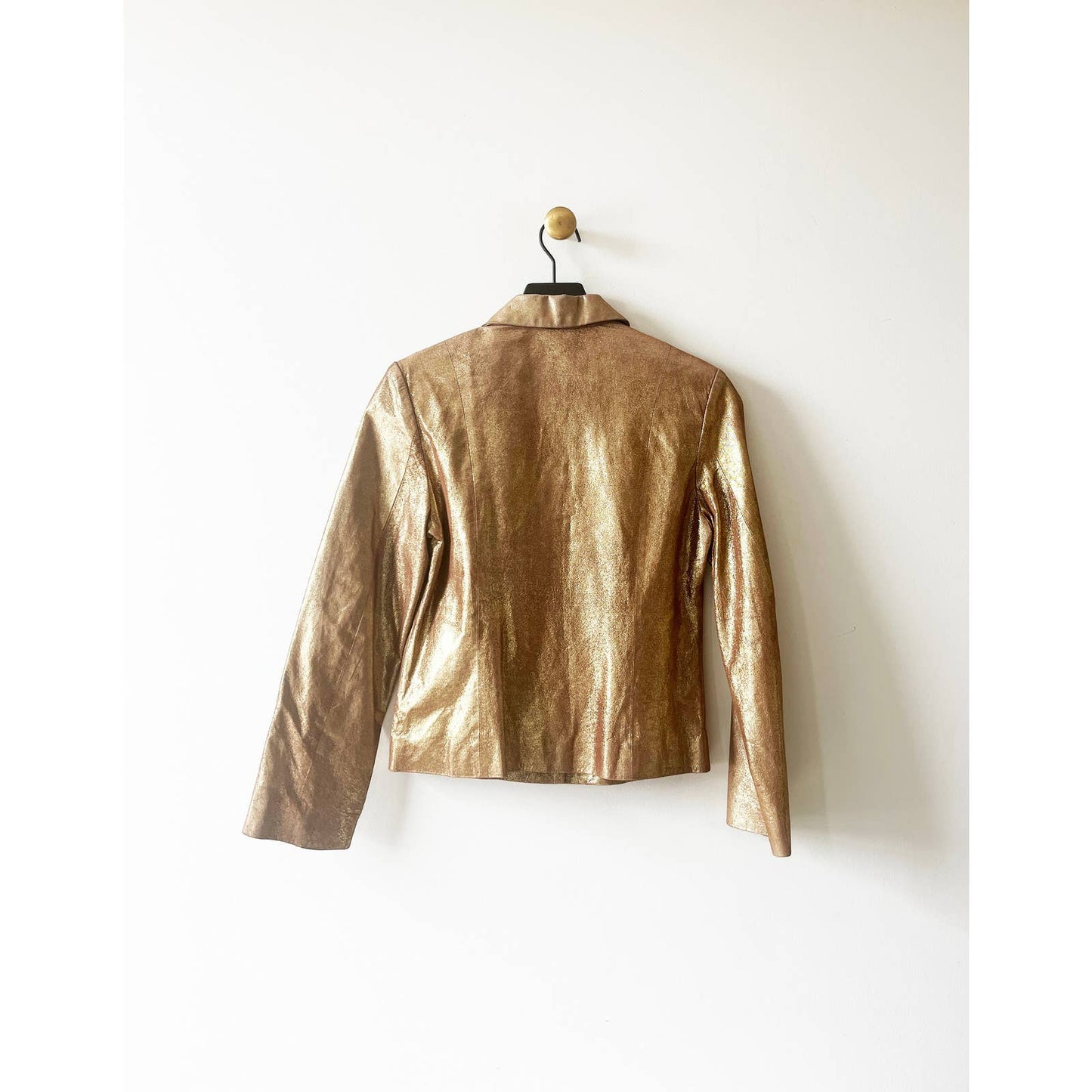 Vintage 90's Express Leather Gold Jacket Blazer with Heart Button