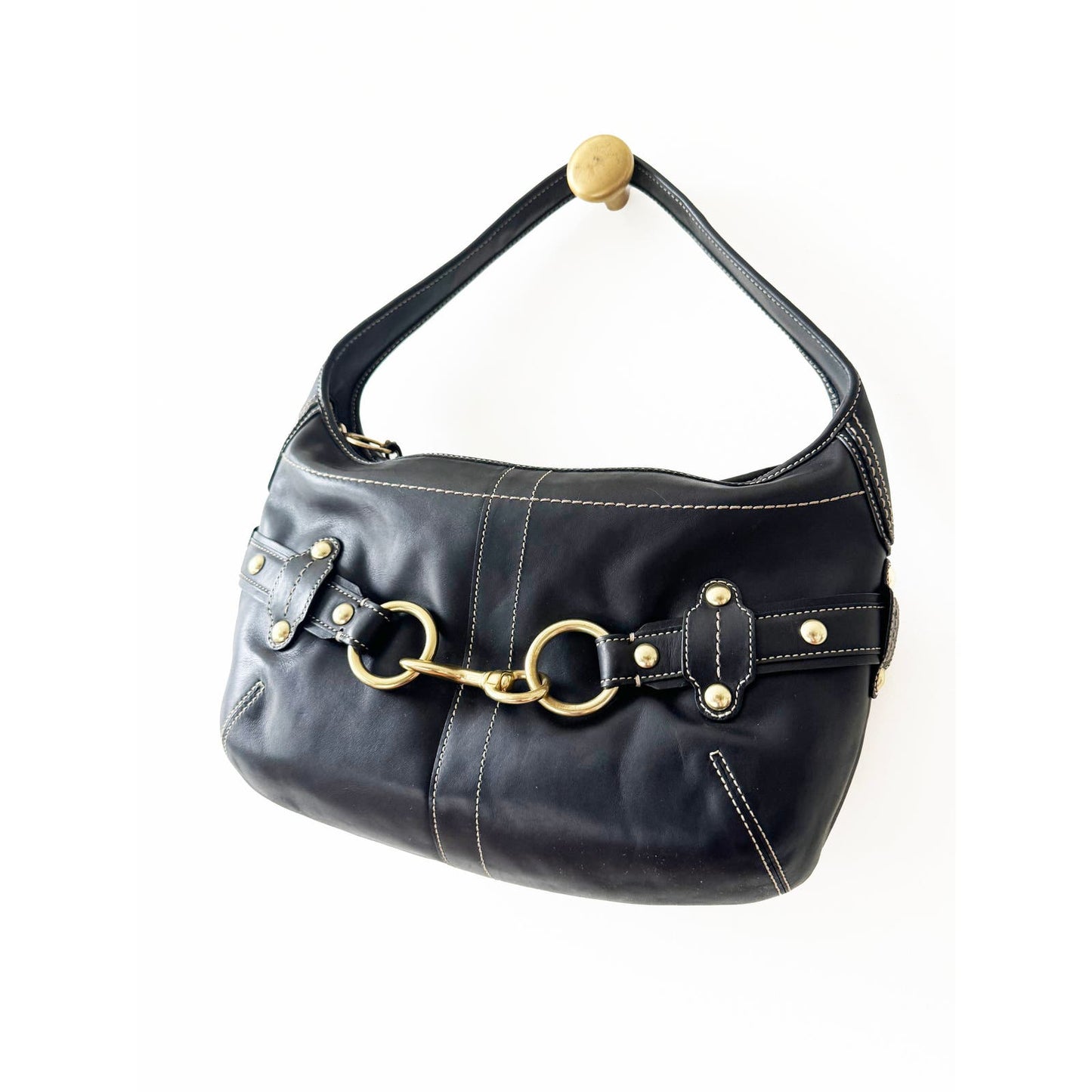 Vintage Coach Boho Black Shoulder Y2K Purse with Buckle