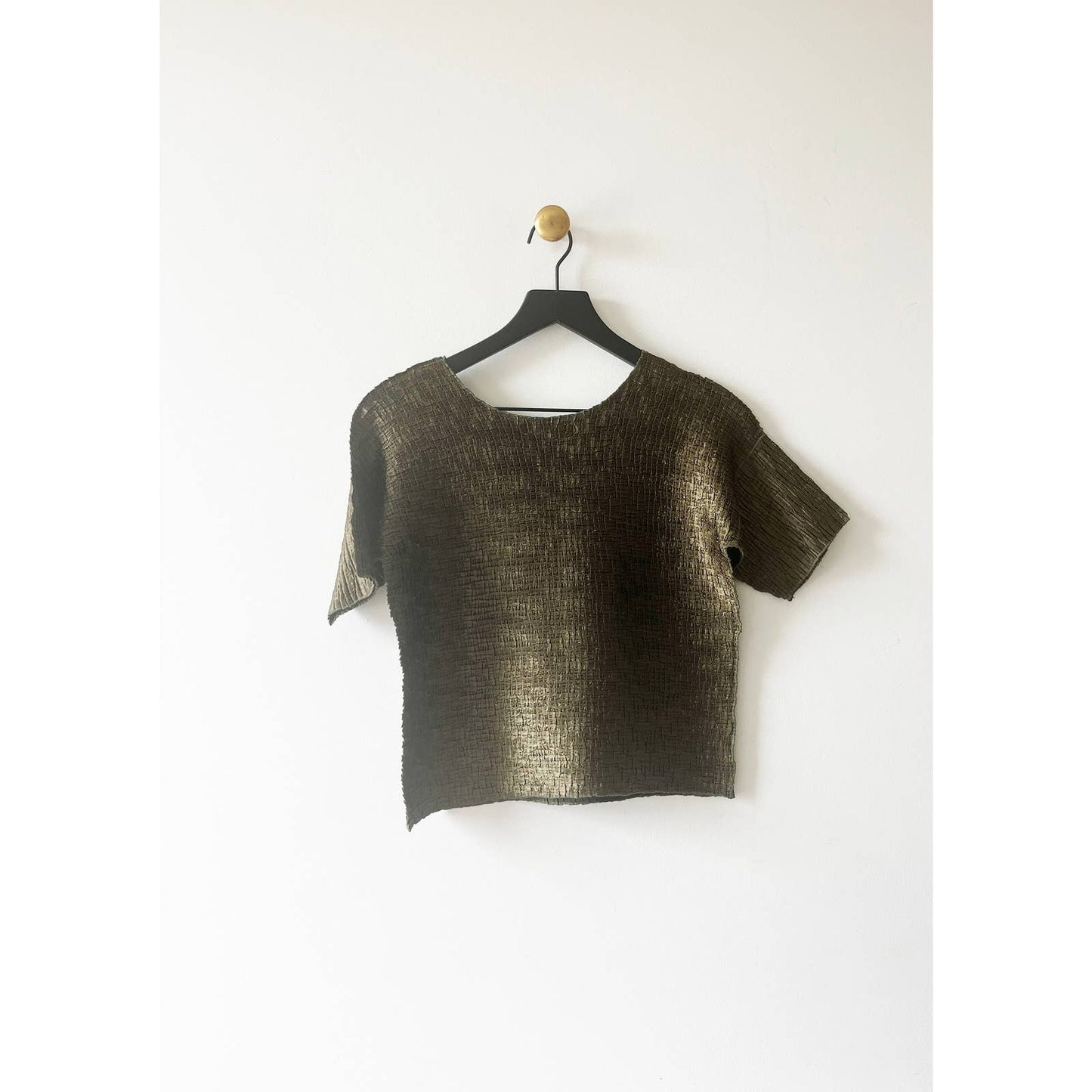 Vintage 90s Green Iridescent Textured Crinkle Top