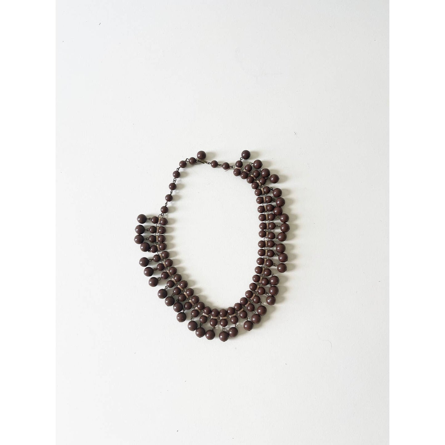 Vintage Beaded Brown Statement Necklace